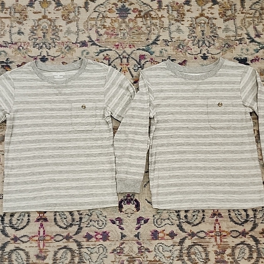 WonderKids Gray Striped Henley Long Sleeve Shirt Boys Size 5T (Per Shirt) - Picture 6 of 8